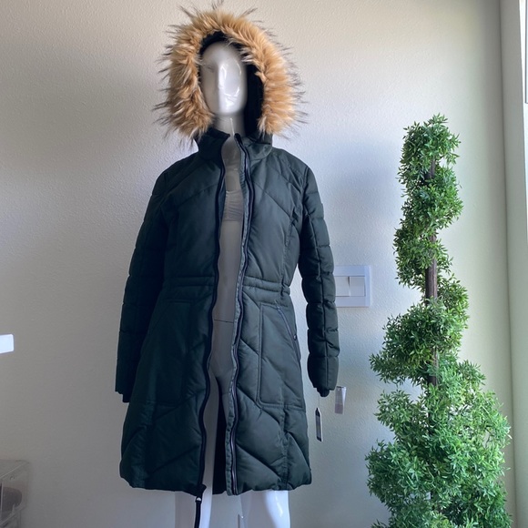 Guess Jackets & Blazers - Guess Olive Green Puffer Parka Coat